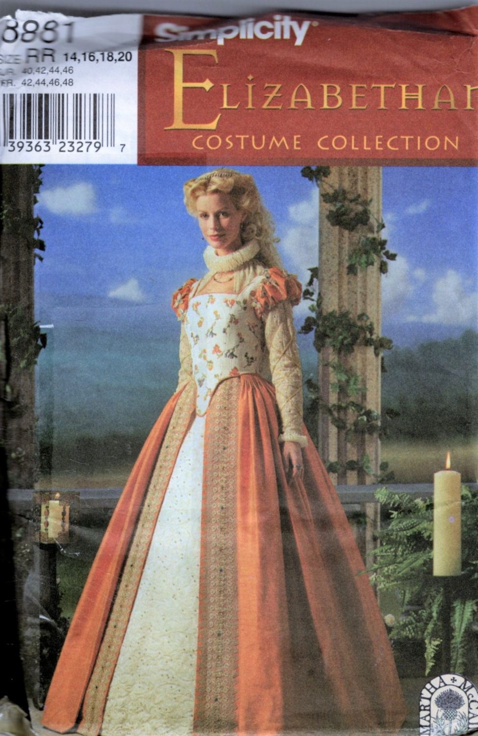 Misses Adult Elizabethan Costume Sewing Pattern Simplicity 8881 Sizes