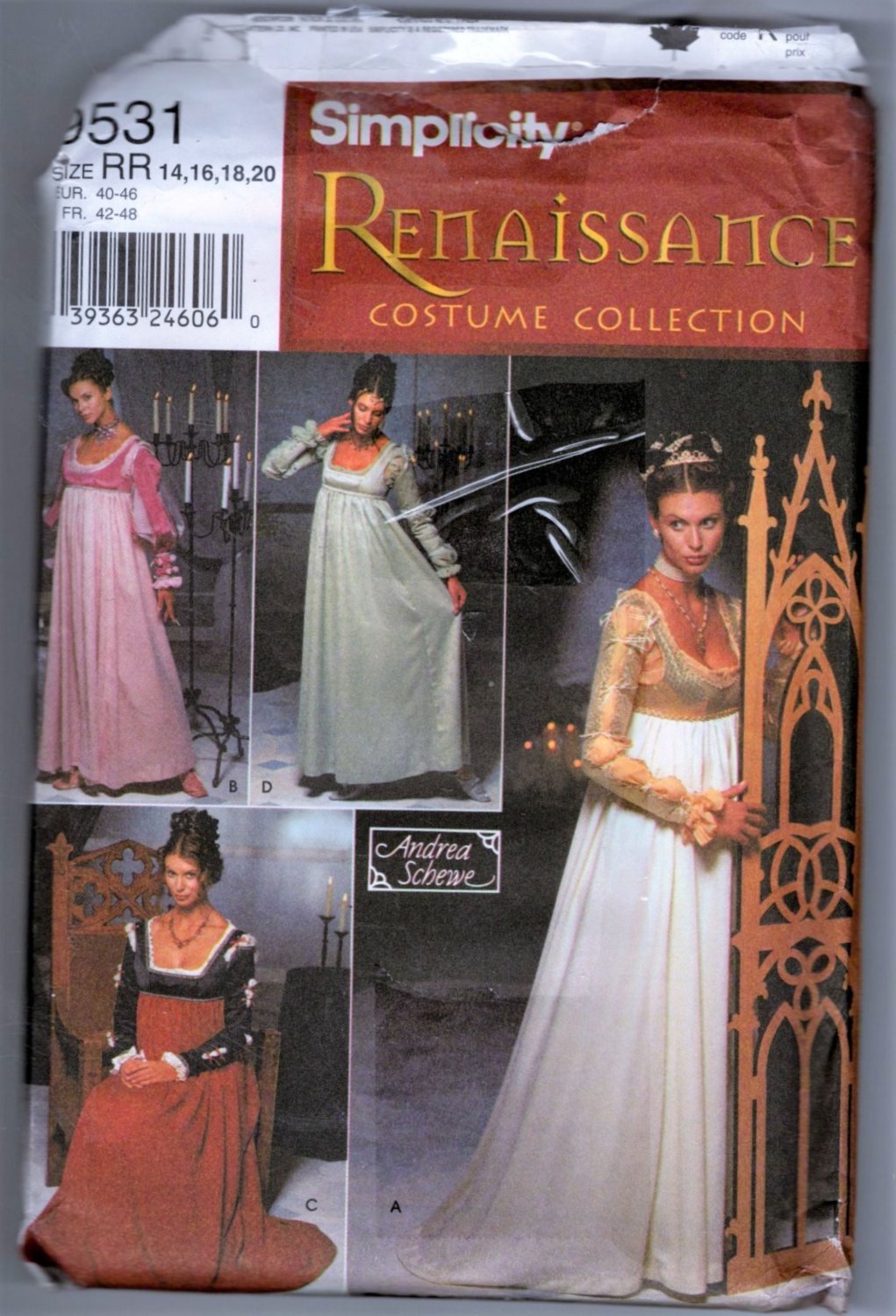 Misses Adult Renaissance Costume Sewing Pattern Simplicity 9531 Sizes ...