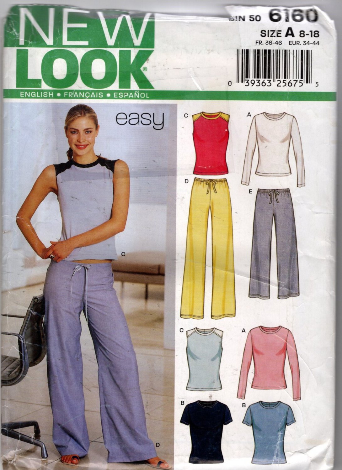 Pull On Pants and Top Sewing Pattern Simplicity New Look 6375 size 8 ...