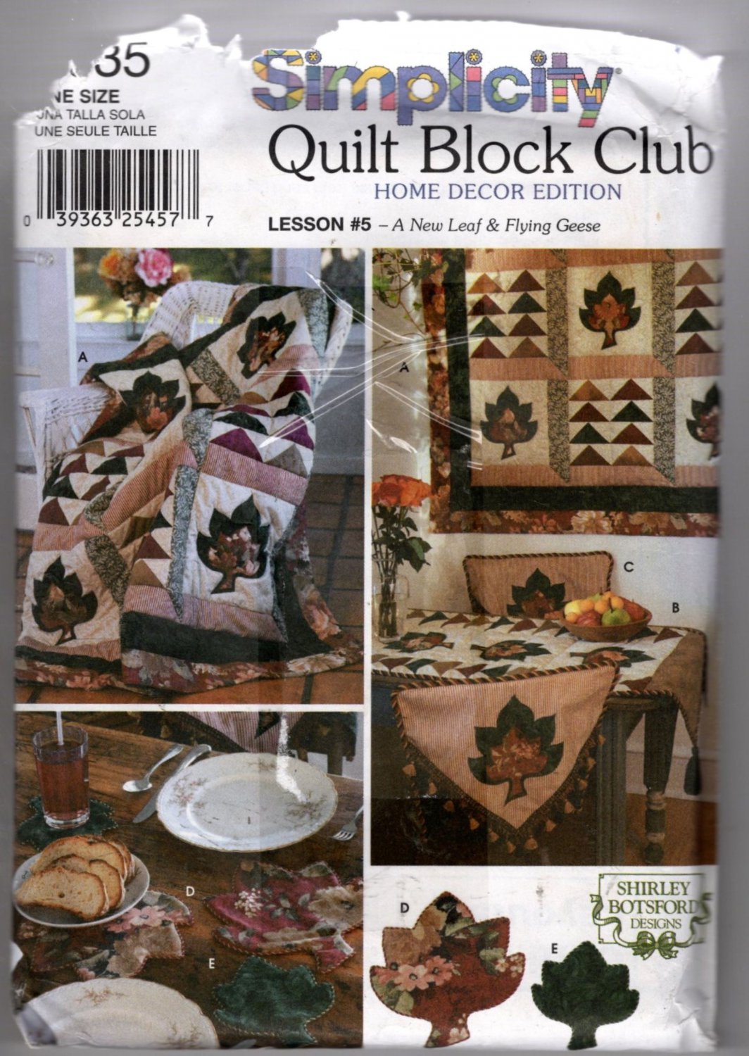 A New Leaf and Flying Geese Quilt Block Club Sewing Pattern  Simplicity 7035