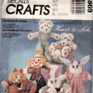 Stuffed Clown, Bunny and Bear Dolls Sewing Pattern  with Cloths and Buckets McCalls 3569 Uncut