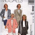 Misses  4 Hour Jacket  Sewing Pattern  McCalls 2948 Size 12, 14, 16   Uncut