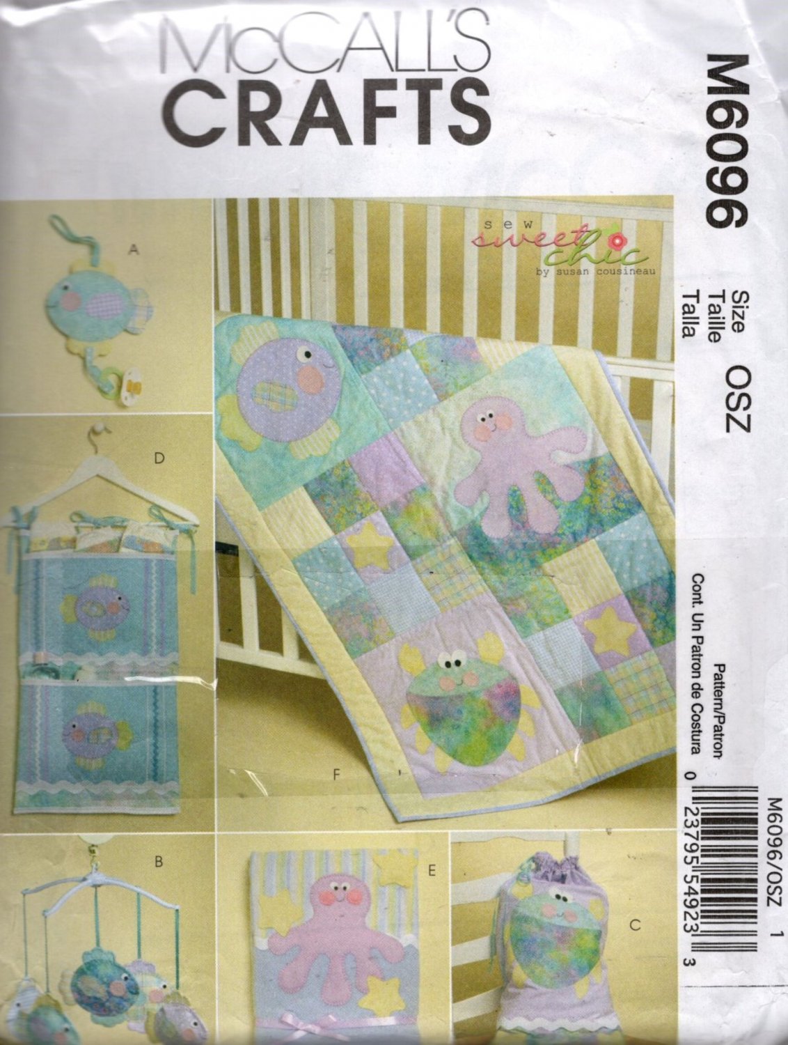 Fish and Octopus Quilt, Organizer, Bag, Pacifier Clip and Mobile McCalls 6096 Uncut