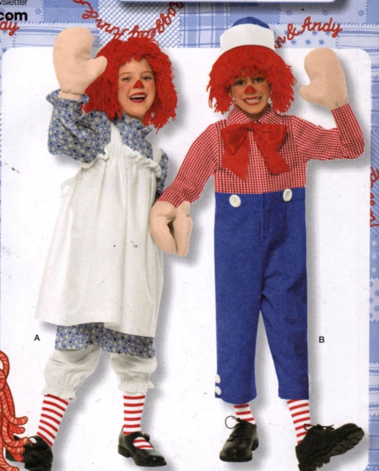 Childs Raggedy Ann and Andy Costume Sewing Pattern Sizes 3 4 5 6 7 8