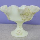 Fenton Yellow Custard Handpainted Ruffled Bowl