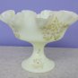 Fenton Yellow Custard Handpainted Ruffled Bowl