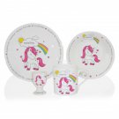 Unicorn Personalised  Toddler 4 Piece Breakfast Set -  Birthday Christening Gift