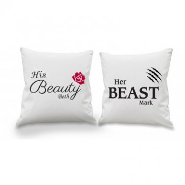 His & Her Personalised Cushions Covers Gift Set - Wedding Engagement House Warming