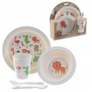 Baby feeding Set Toddler Plate Bowl 5PC Infant Matching Eco Gift Set Zoo Design