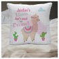 Personalised Sequin Cushion Cover White & Silver Llama Design -