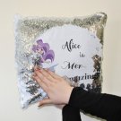 Personalised Sequins Cushion  Cover  White & Silver Mermaid Design