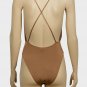 Ladies Bodysuit Bronze High Leg Suit with Crisscross Back Finish