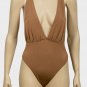 Ladies Bodysuit Bronze High Leg Suit with Crisscross Back Finish