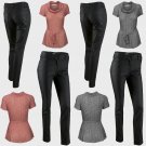 Ladies Black Skinny Fit Wax Jeans and Casual Self Tie Top Black & White - Size UK  12  14