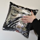 Personalised Sequin Cushion Cover Glitter Black & Silver Fashion Gift   For Sister Mother Daughter