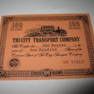 1964 Stocks & Bonds 3M Bookshelf Board Game Piece: single Tri-City Transport 100 Shares stock card