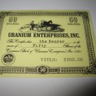 1964 Stocks & Bonds 3M Bookshelf Board Game Piece: single Uranium enterprises 50 Shares stock card