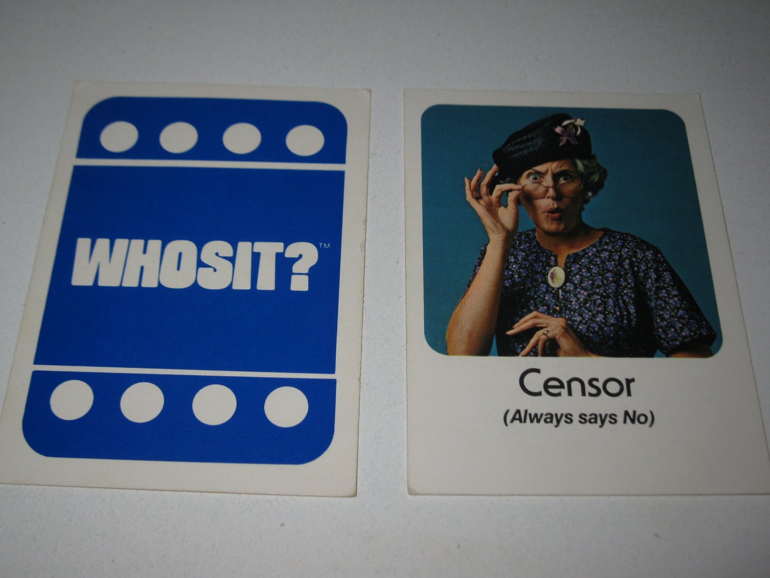 1976 Whosit? Board Game Piece: Censor blue Character Card