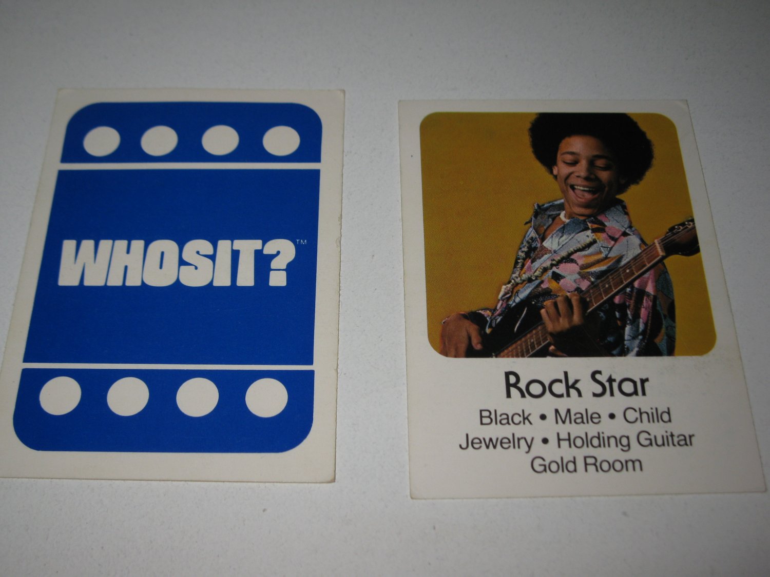 1976 Whosit? Board Game Piece: Rock Star blue Character Card