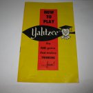 1973 Yahtzee Board Game Piece: Instruction Booklet