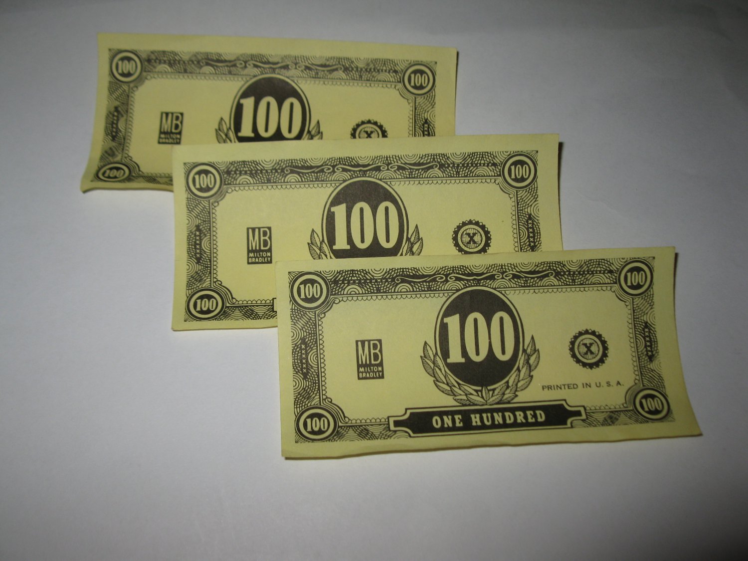 1965 Operation Board Game Piece: Stack of money - (3) $100 bills