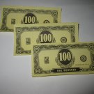 1965 Operation Board Game Piece: Stack of money - (3) $100 bills