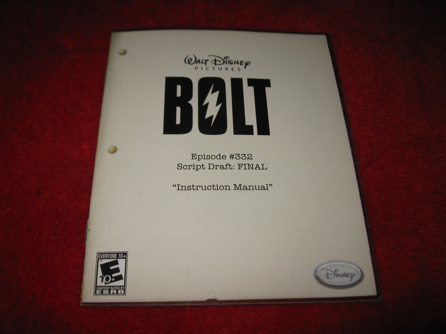 Bolt Playstation 3 PS3 Video Game Instruction Booklet