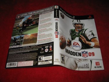 Madden 09 : Playstation 2 PS2 Video Game Case Cover Art insert