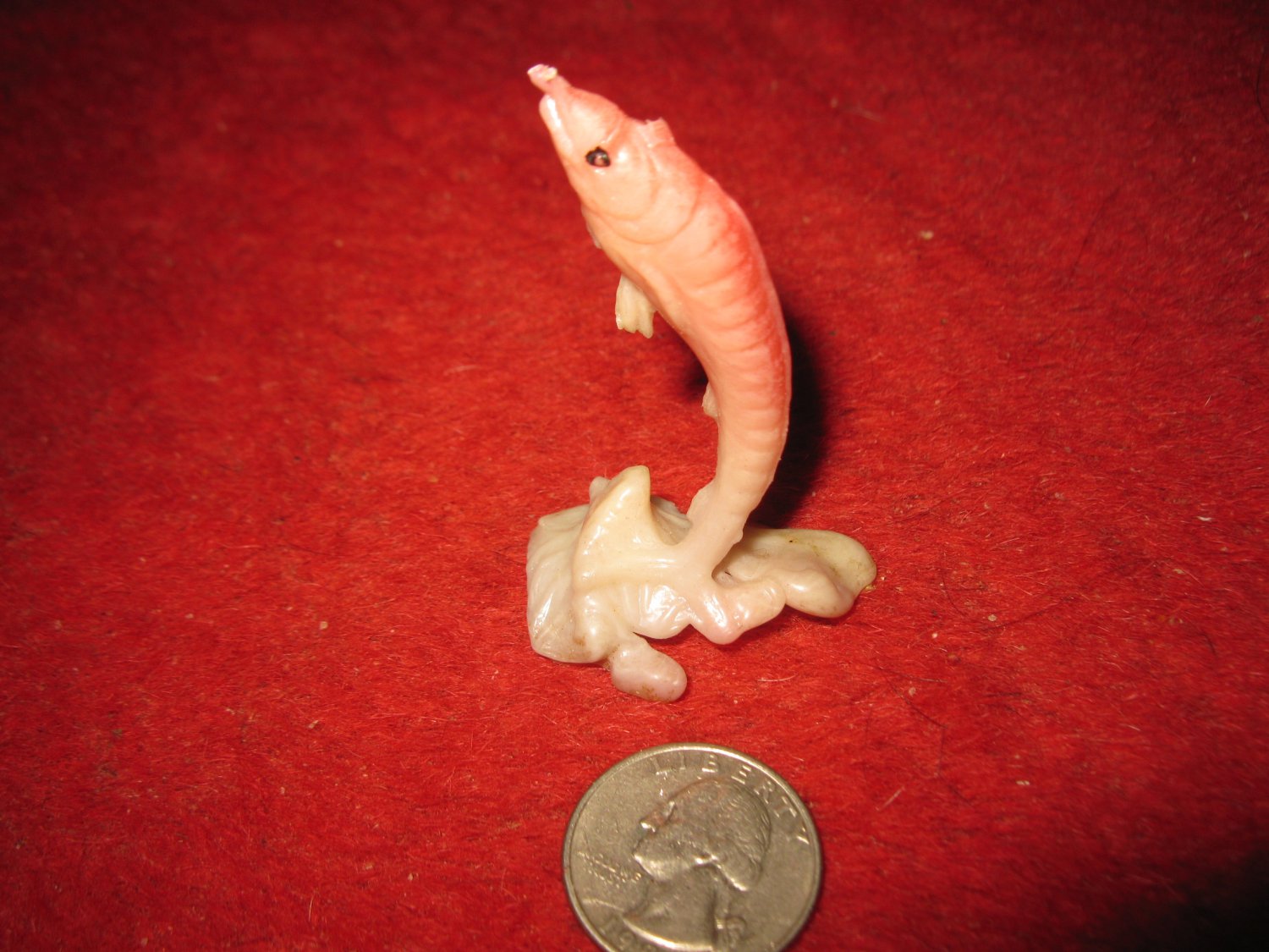 Vintage Miniature Playset figure: Rare Pink Fish Jumping out of Ocean