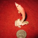 Vintage Miniature Playset figure: Rare Pink Fish Jumping out of Ocean