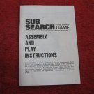 1973 Sub Search Board Game Replacement part: Instruction Booklet