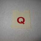 1967 4CYTE Board Game Piece: Red Letter Tab - Q