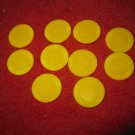 2004 Yahtzee Board Game Piece:  set of 10 Yellow Game Chips