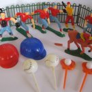 vintage 1950's? set of Sports Themed Palstic Cake Toppers. - Baseball team