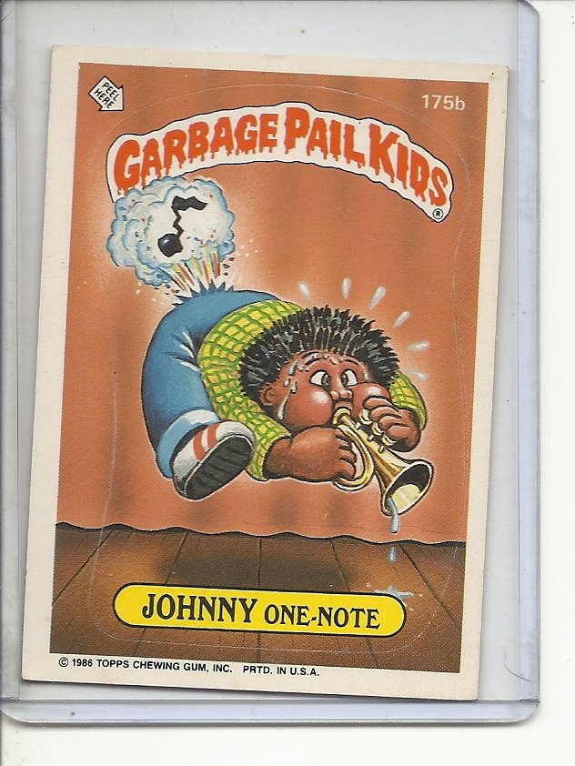 (B-3) 1986 Garbage Pail Kids sticker card #175b: Johnny One-Note