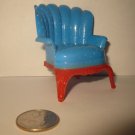 (DH-1) Doll House Miniature: Renwal Blue/Red Chair - Model #77 - 1 broken rear leg