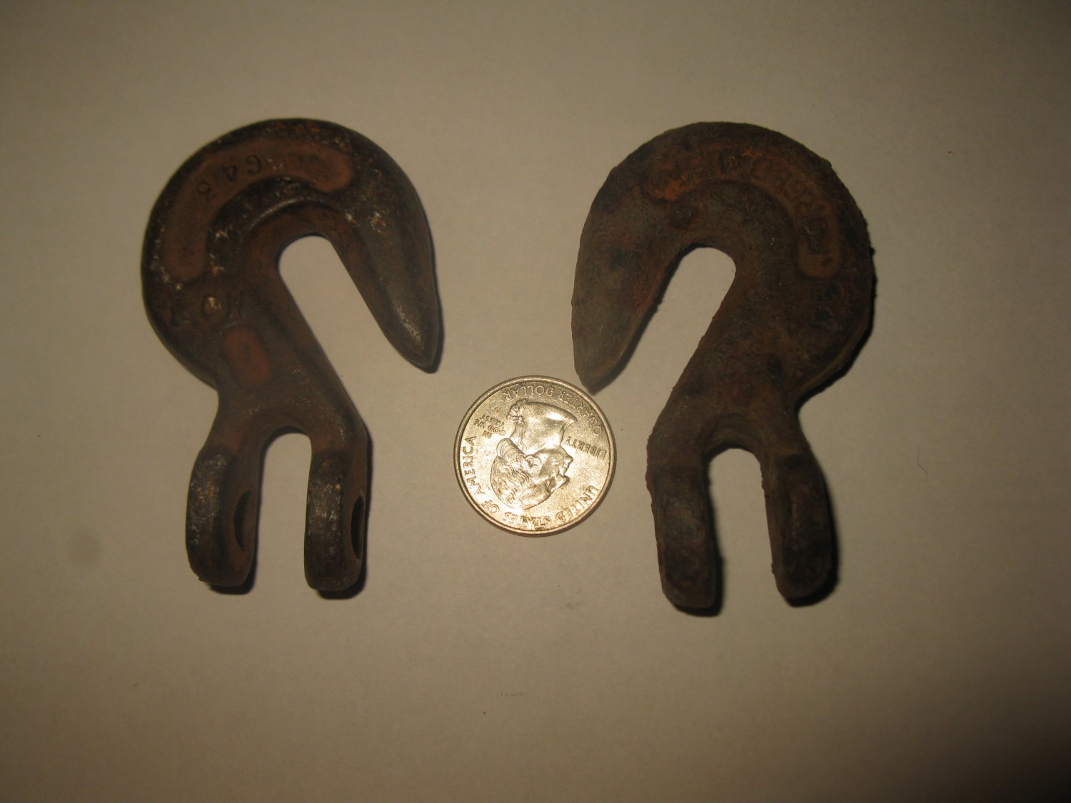(TW-1) set of 2 used Clevis Chain Grab Hooks - Forged USA,