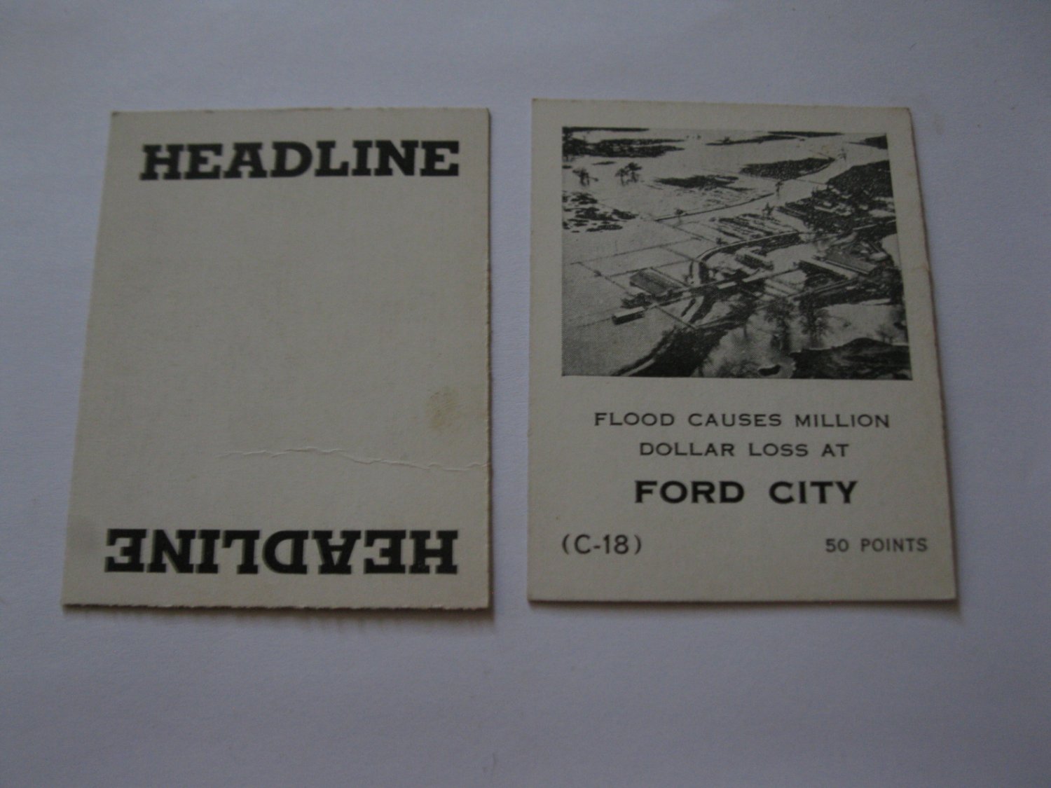 1958 Star Reporter Board Game Piece: Headline Card - Ford City
