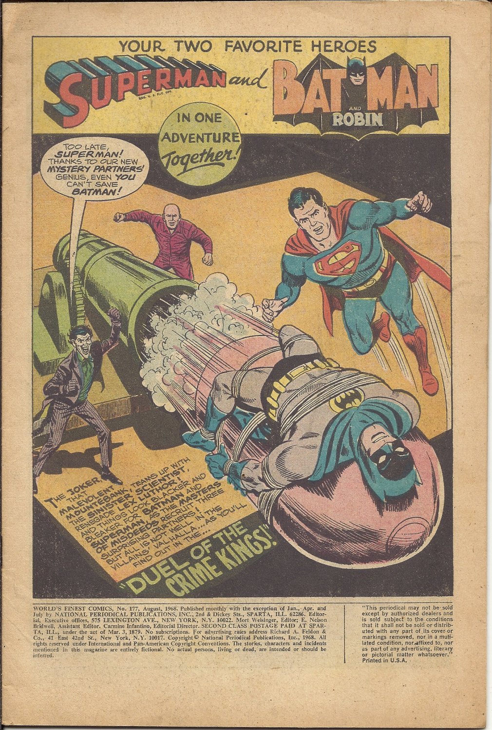 CB-53) 1968 DC Comci Book: World's Finest #177 - Coverless { Joker