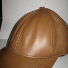 nice Light Brown 100% Leather Ball Cap Hat - One Size Fits All. no damage noticed