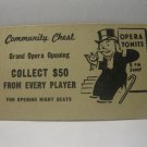 1952 Monopoly Popular Ed. Board Game Piece: Community Chest Card - Collect $50 each player