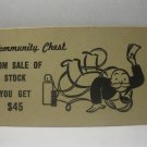 1952 Monopoly Popular Ed. Board Game Piece: Community Chest Card - Collect $45 Sale of Stock