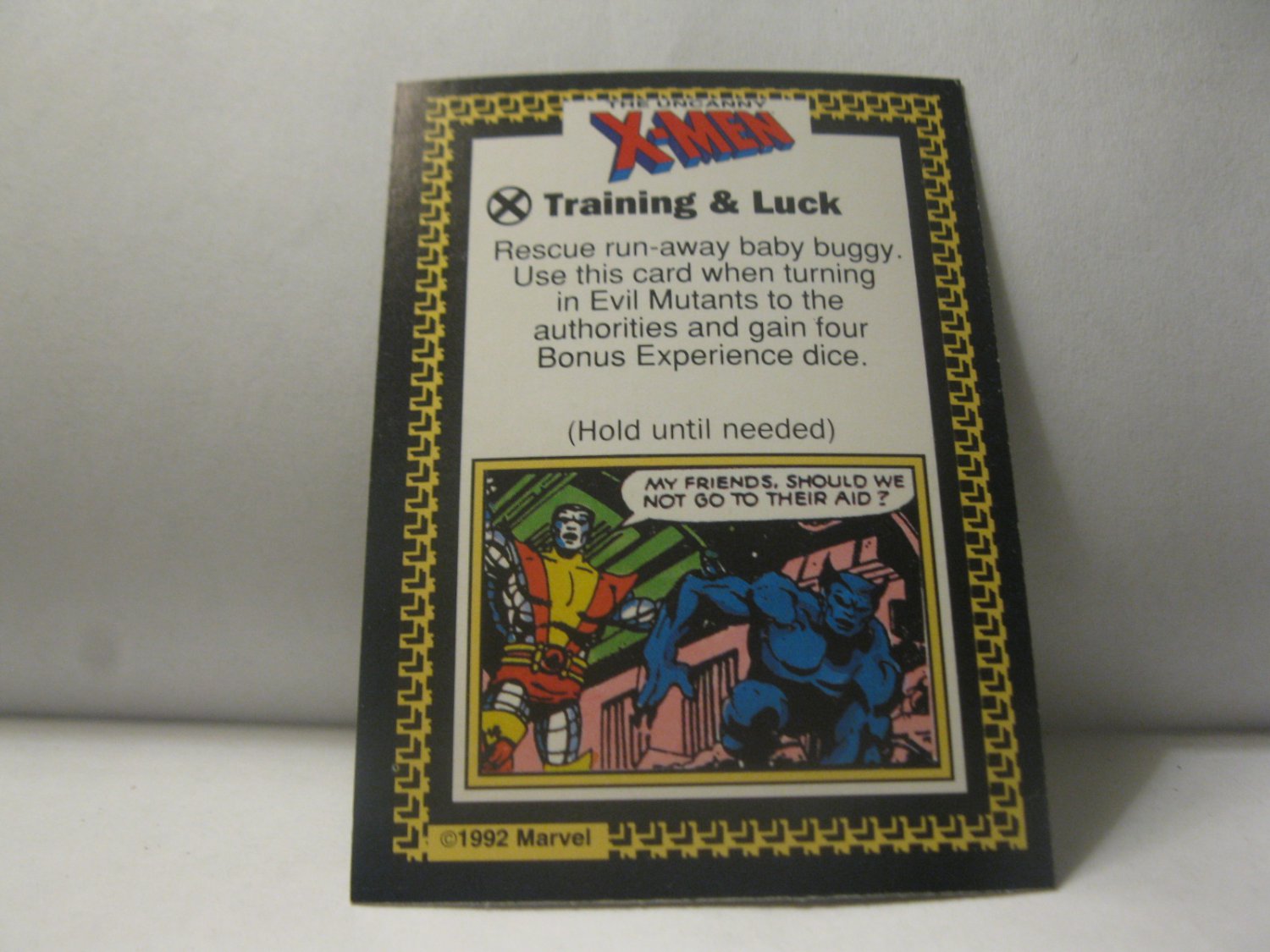1992 Uncanny X-Men Alert! Board Game Piece: Training & Luck Card- Rescue Baby Buggy