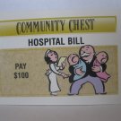 1995 Monopoly 60th Ann. Board Game Piece: Community Chest - Hospital Bill