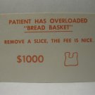 1965 Operation Board Game Piece: Doctor Card - Bread Basket