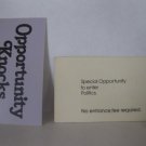 1979 Careers Board Game Piece: Opportunity Card - Enter Politics Special