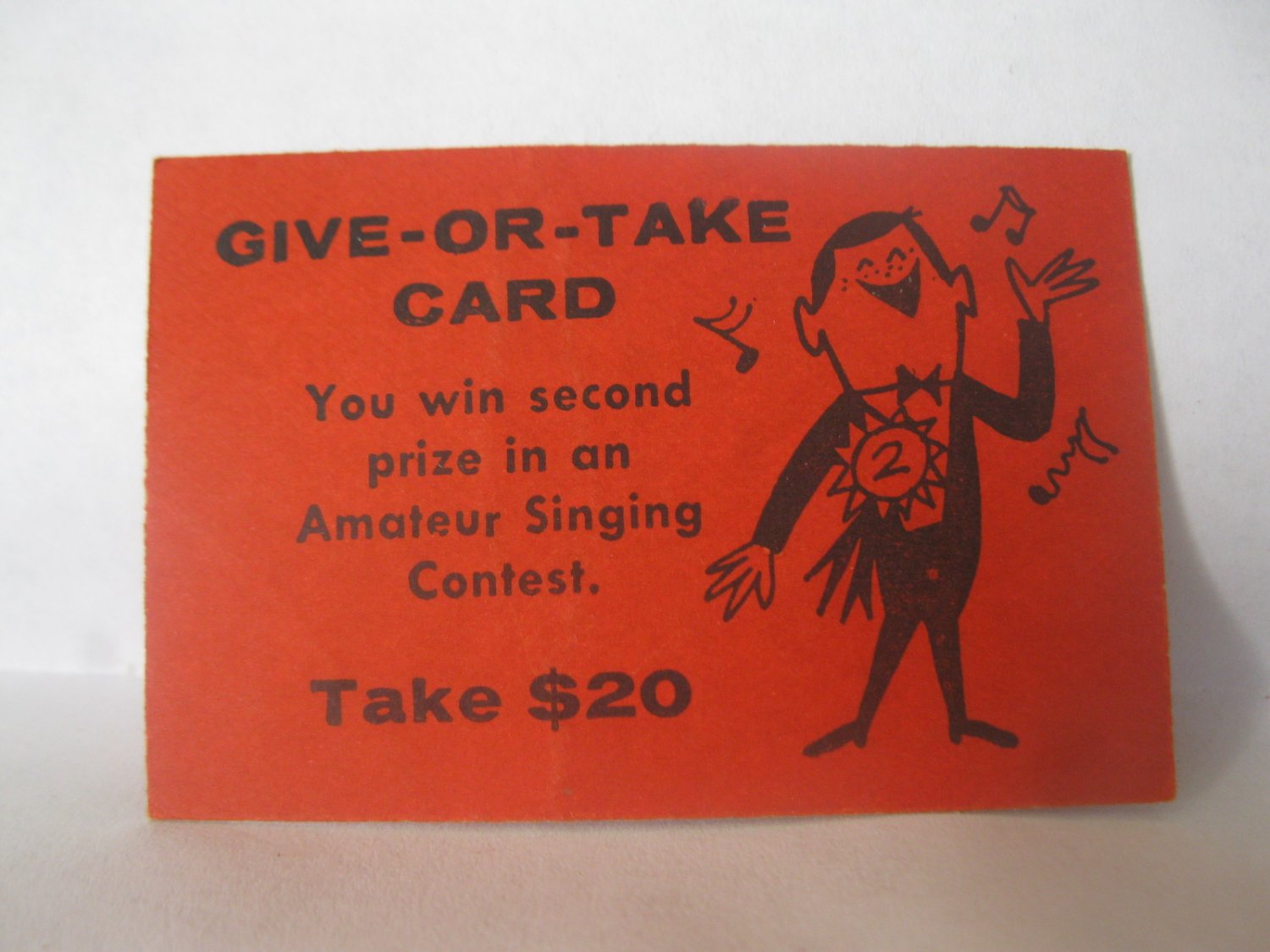 1958 Easy Money Deluxe ed. Board Game Piece: Singing Contest card