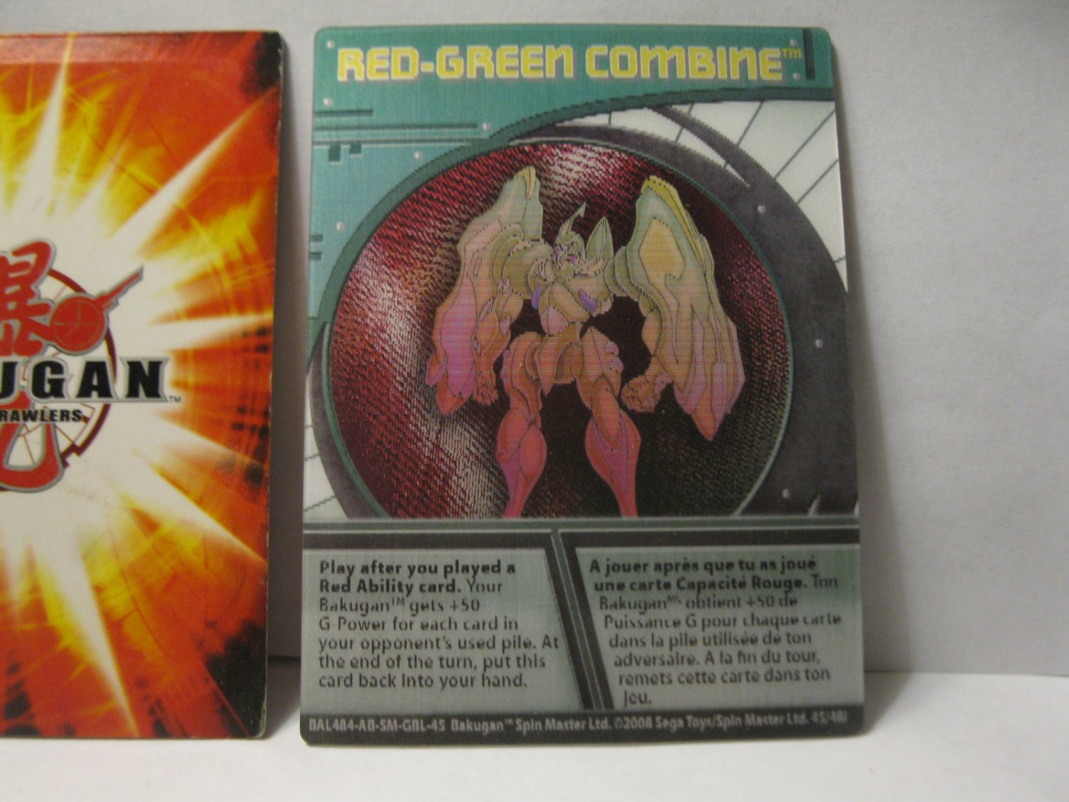 Bakugan Red Ability Card - A Hand Up 30/48b - Bakugan Battle Brawlers 2008