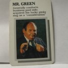 1988 Clue Master Detective Board Game Piece: Mr. Green Suspect Card