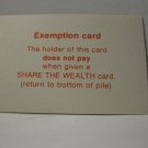 1985 The Game of Life Board Game Piece: Exemption Card
